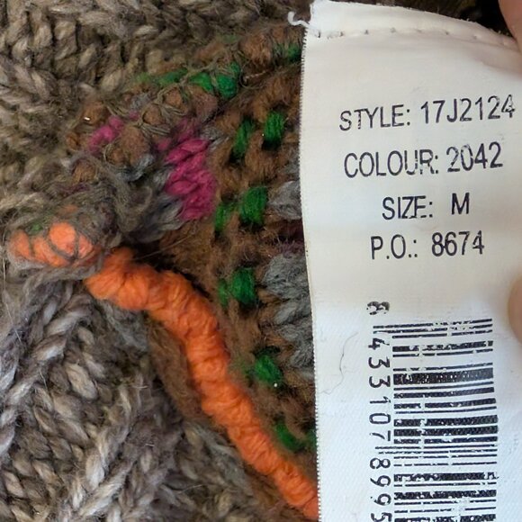 Desigual Women's Multicolor Patchwork Geometric Knit Zip-Up Cardigan Sweater - Picture 9 of 10